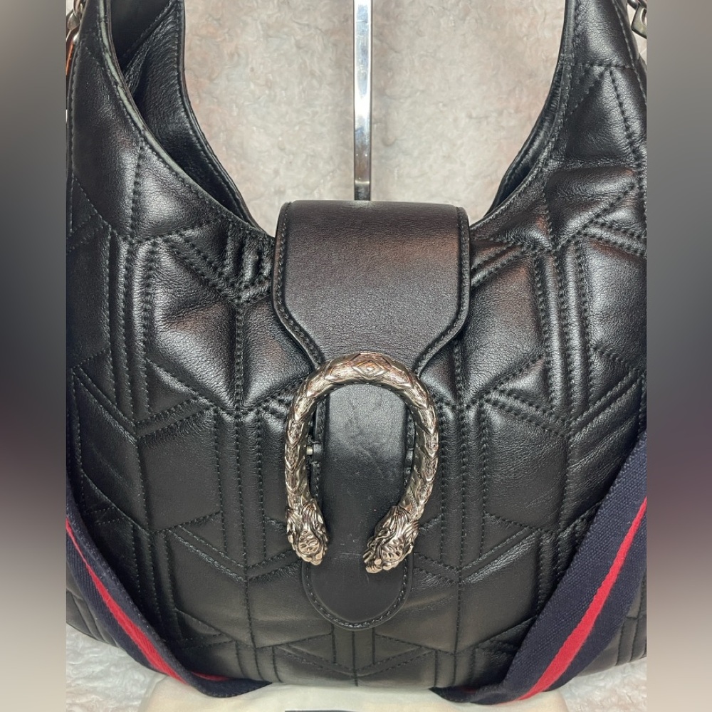 Gucci Dionysus Quilted Matelasse Leather Medium Hobo Shoulder Bag Black 446687 - Picture 4 of 17